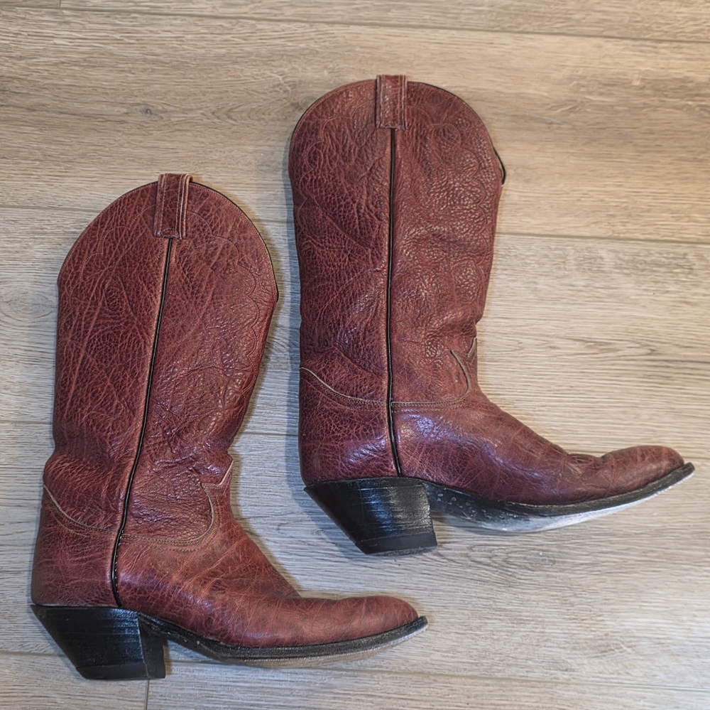 Tony Lama Leather Western Cowboy Boots Sz 10EE 10 EE Wide Red Brown